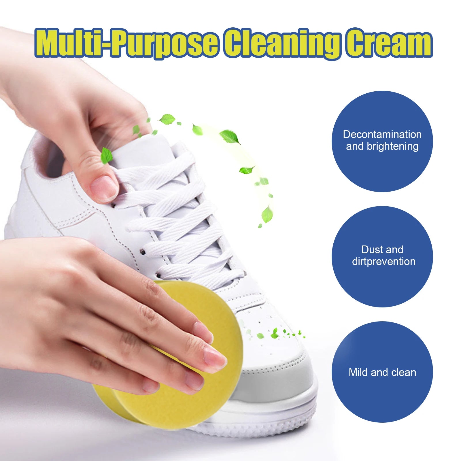 Jaysuing Shoes Cleaning Cream Waterless Restore White Remove Yellow Edge Anti-oxidation Multipurpose Cleaning Balm with Sponge