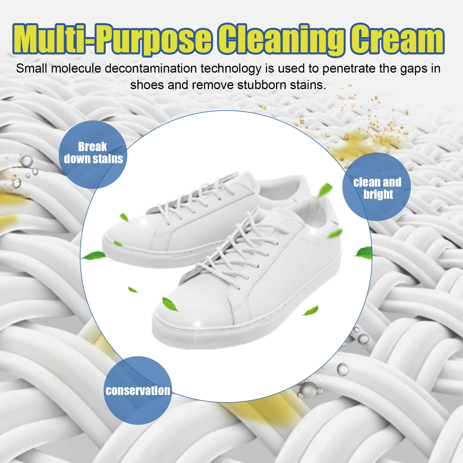 Jaysuing Shoes Cleaning Cream Waterless Restore White Remove Yellow Edge Anti-oxidation Multipurpose Cleaning Balm with Sponge