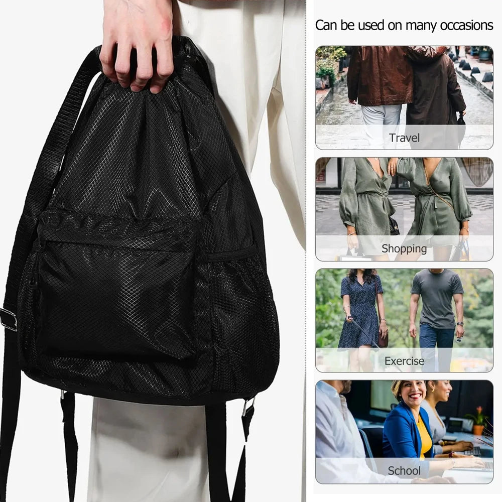 Lightweight Waterproof Drawstring Bag - Sports Cinch Sack for Gym, Basketball & Travel for Men & Women